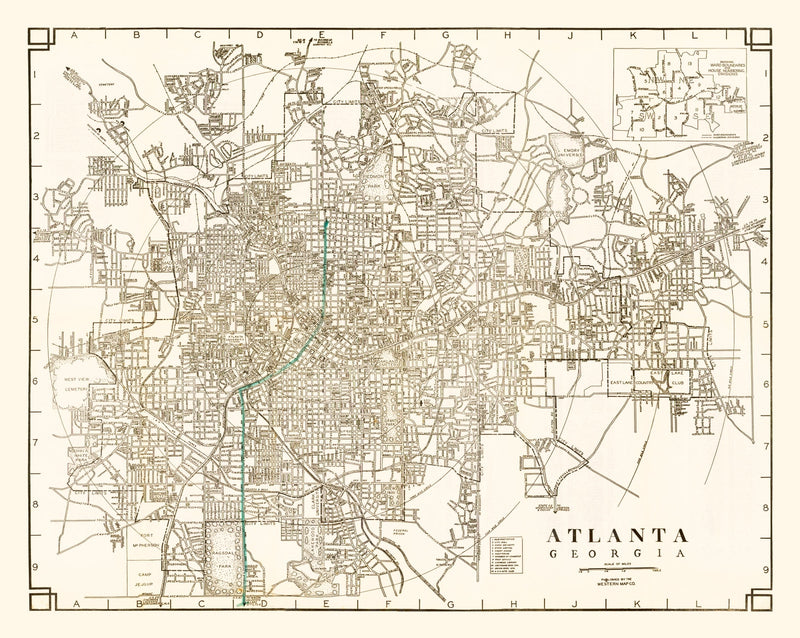Size comparison using Vintage Map of Atlanta, Georgia 1931