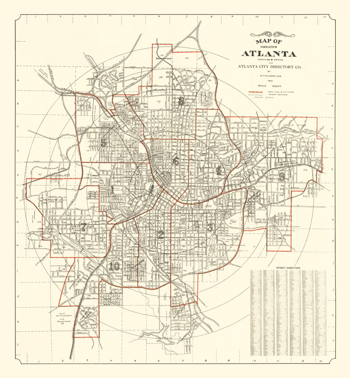 Preview of Vintage Map of Atlanta, Georgia 1912