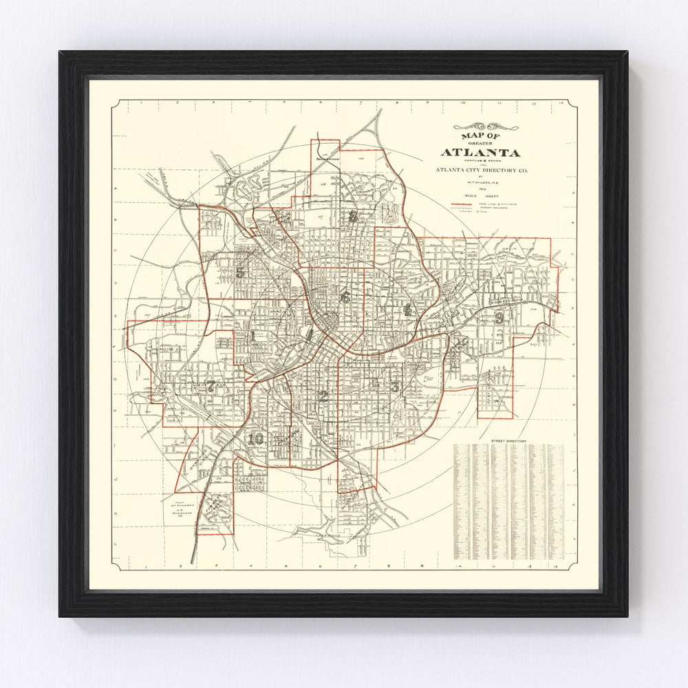 Atlanta Vintage Map 1912