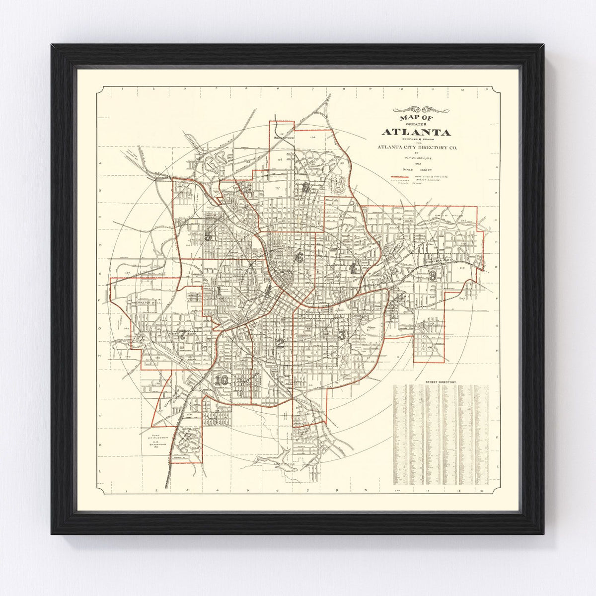 Atlanta Vintage Map 1912