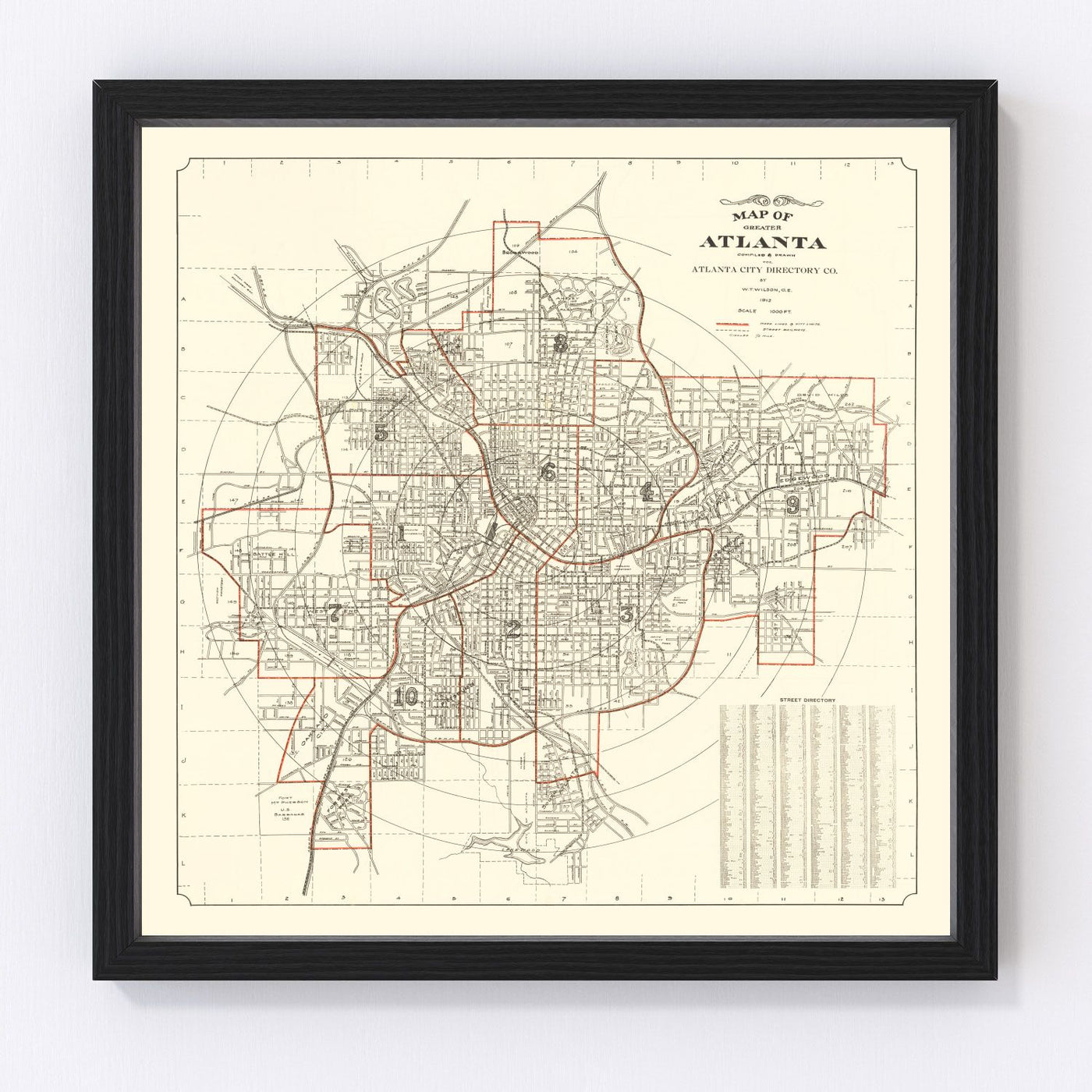Atlanta Vintage Map 1912