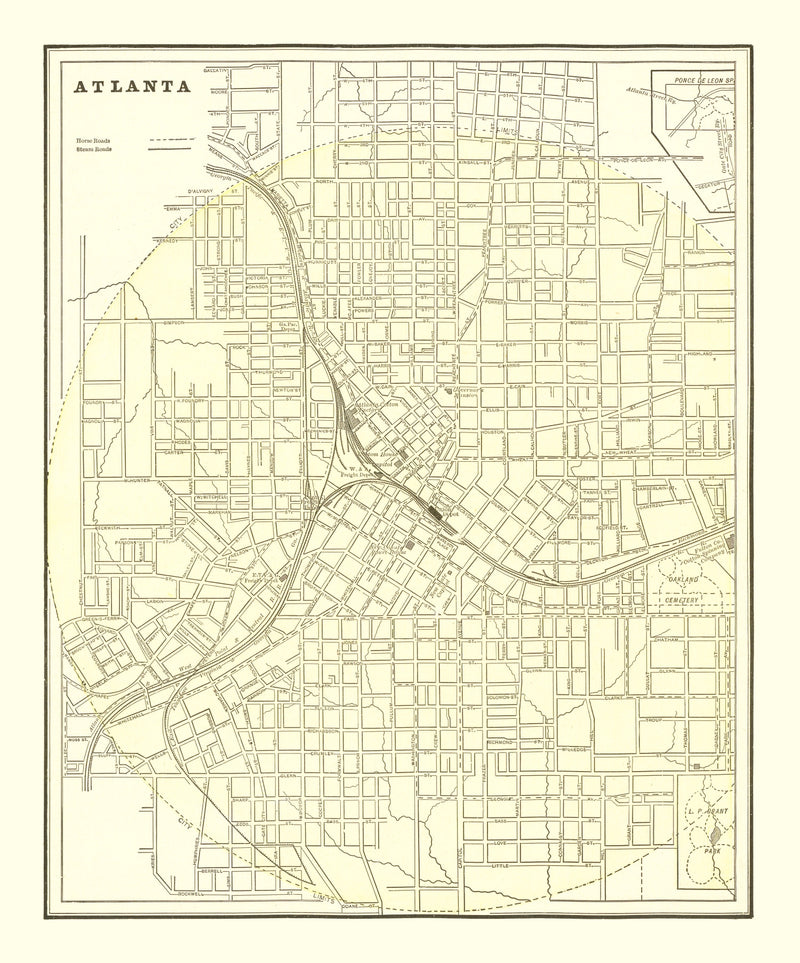 Size comparison using Vintage Map of Atlanta, Georgia 1892