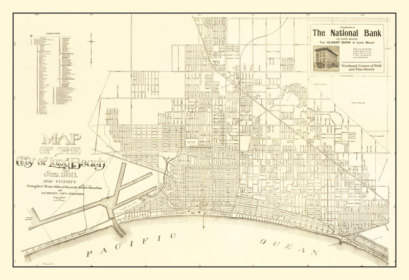 Size comparison using Vintage Map of Long Beach, California 1910