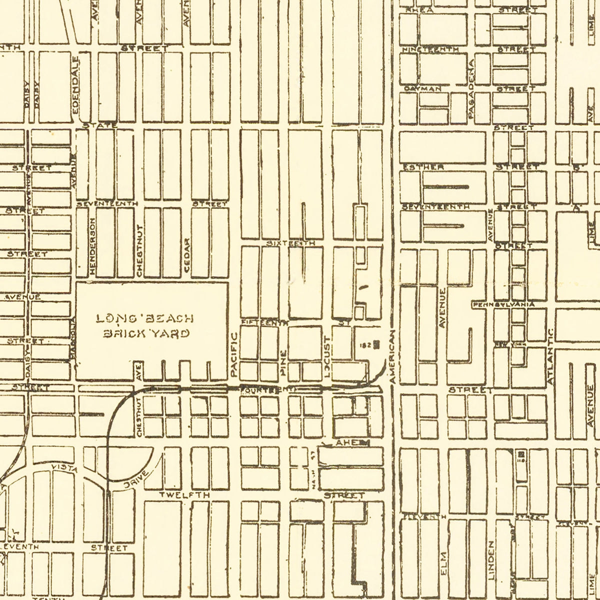 Restored historic details from the 1910 city map of Long Beach, California