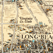 Vintage Map of Long Beach, California 1936
