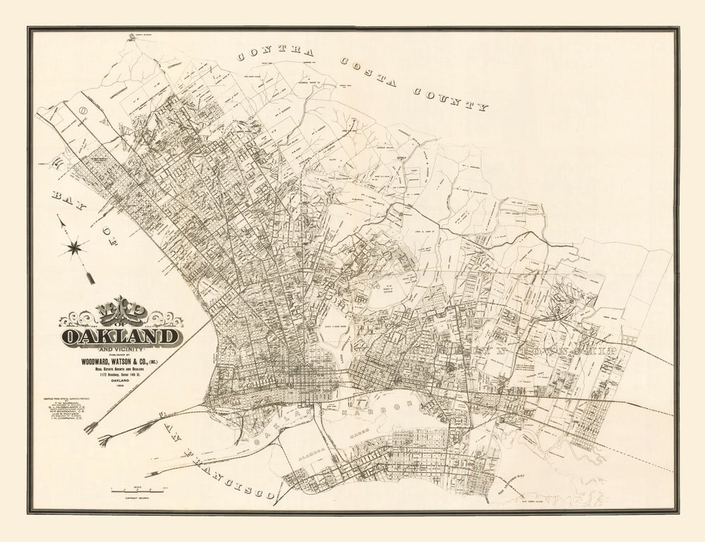 Vintage Map of Oakland, California 1903 print style example