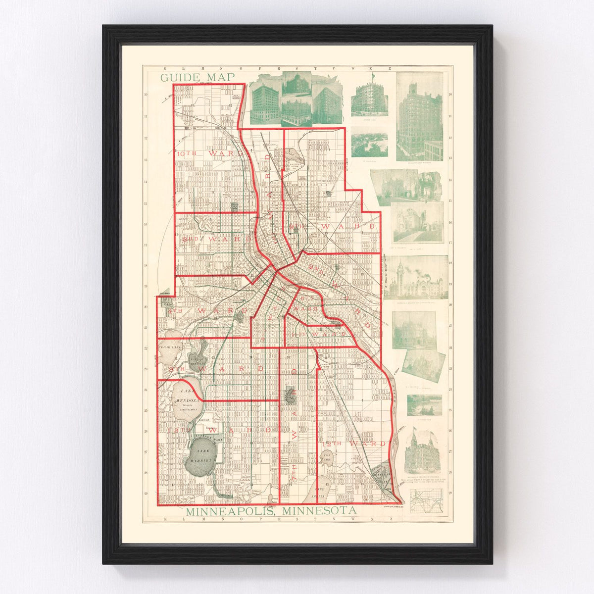 Minneapolis Vintage Map 1891