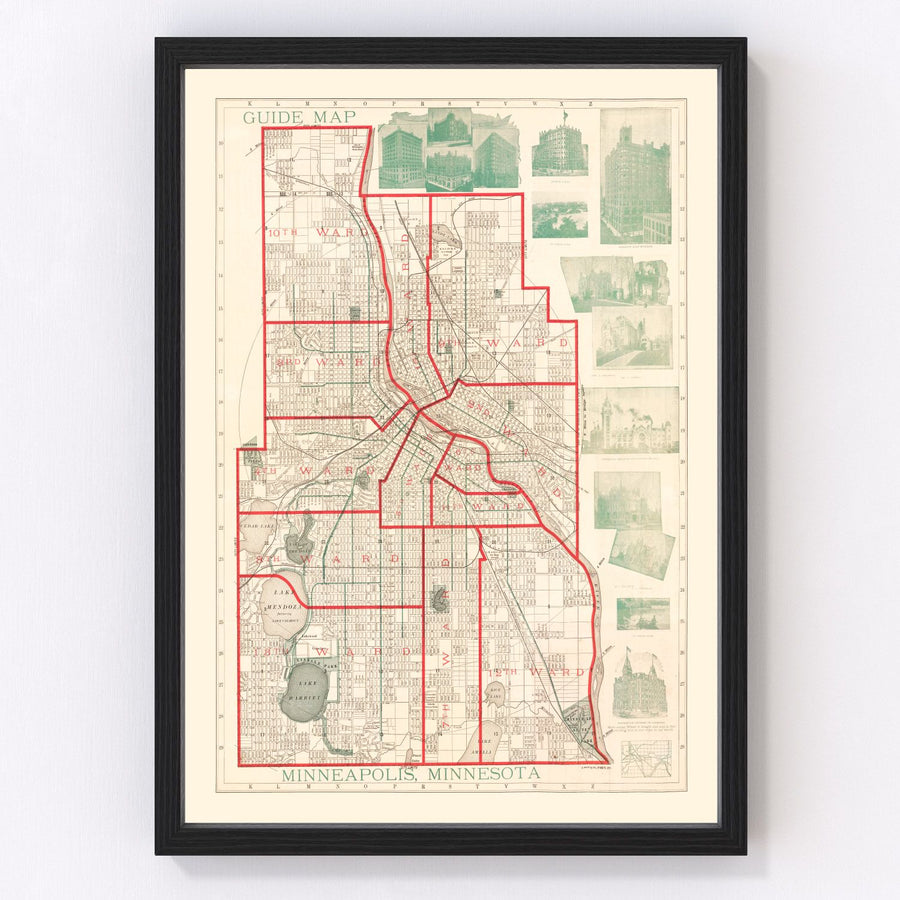 Minneapolis Vintage Map 1891