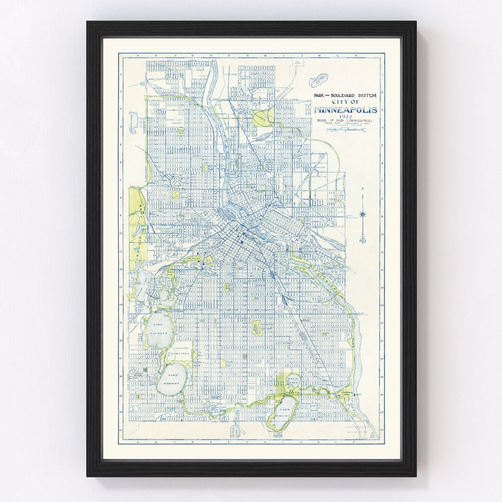 Minneapolis Vintage Map 1922