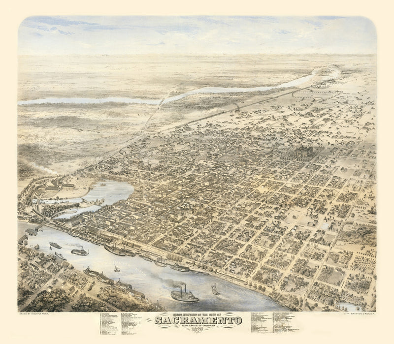 Size comparison using Vintage Map of Sacramento, California 1870