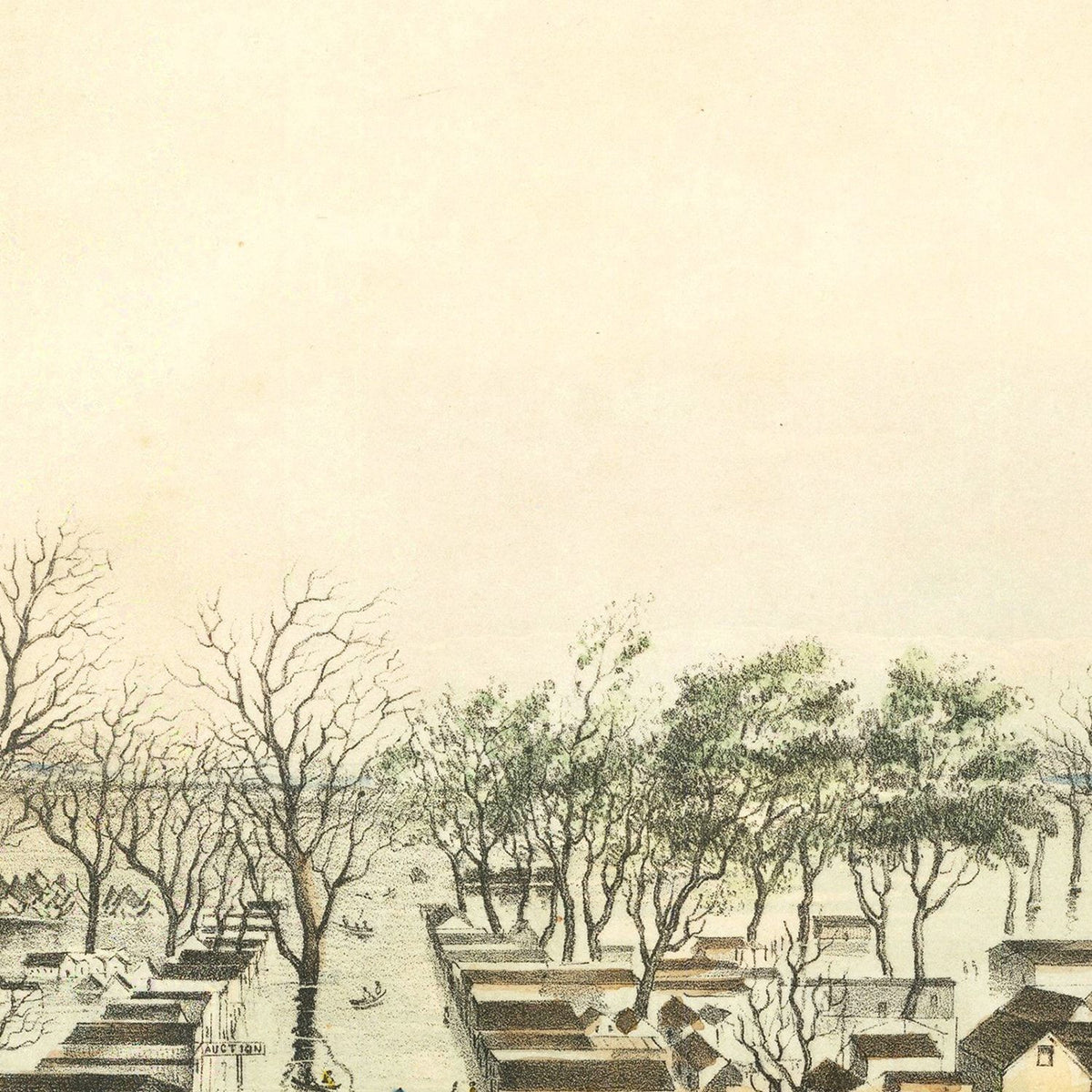 Restored historic details from the 1850 city map of Sacramento, California