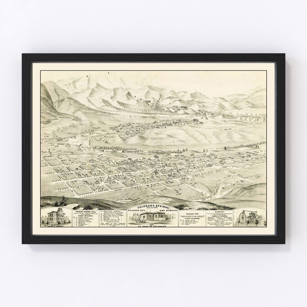 Colorado Springs Vintage Map 1874