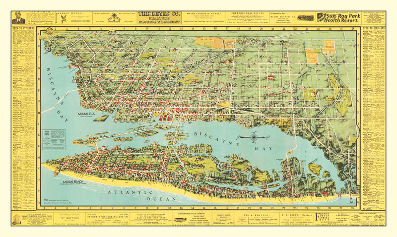 Size comparison using Vintage Map of Miami, Florida 1940