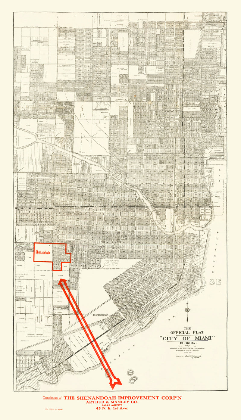 Size comparison using Vintage Map of Miami, Florida 1918