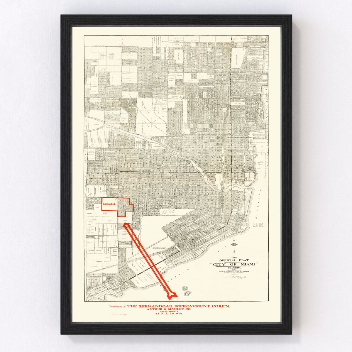 Miami Vintage Map 1918