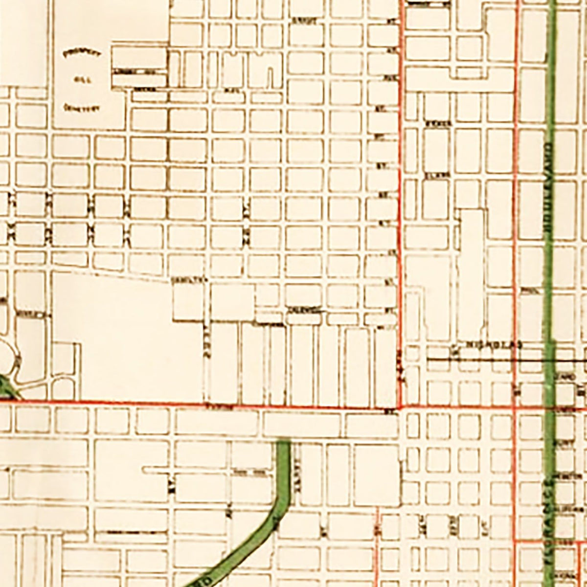 Restored historic details from the 1898 city map of Omaha, Nebraska