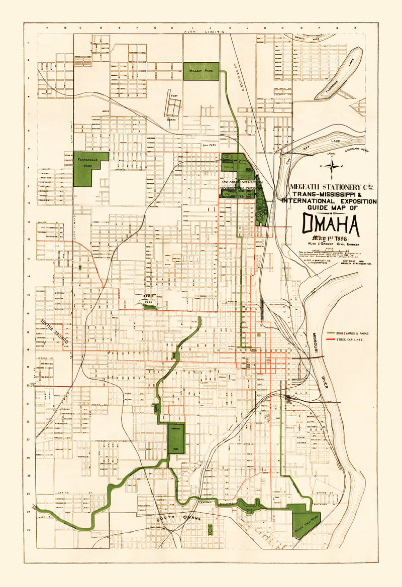 Size comparison using Vintage Map of Omaha, Nebraska 1898