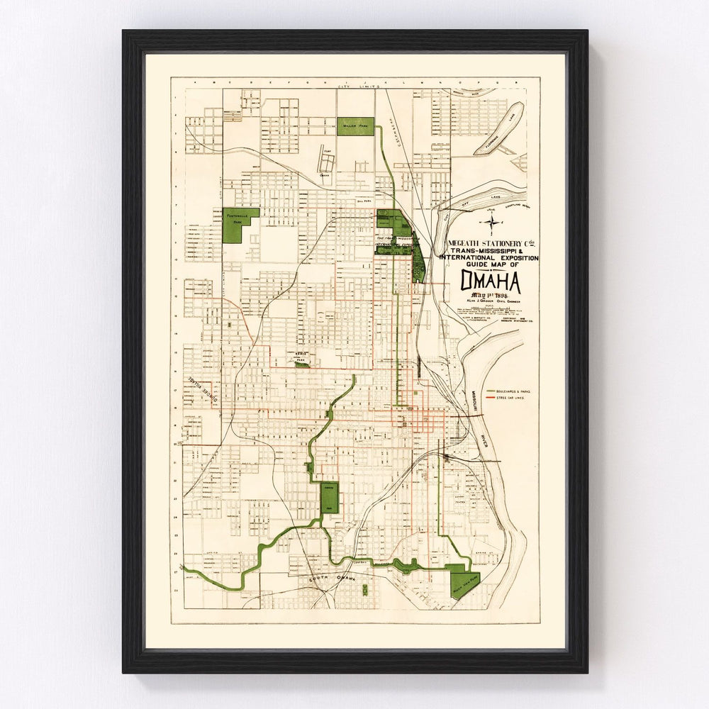 Omaha Vintage Map 1898