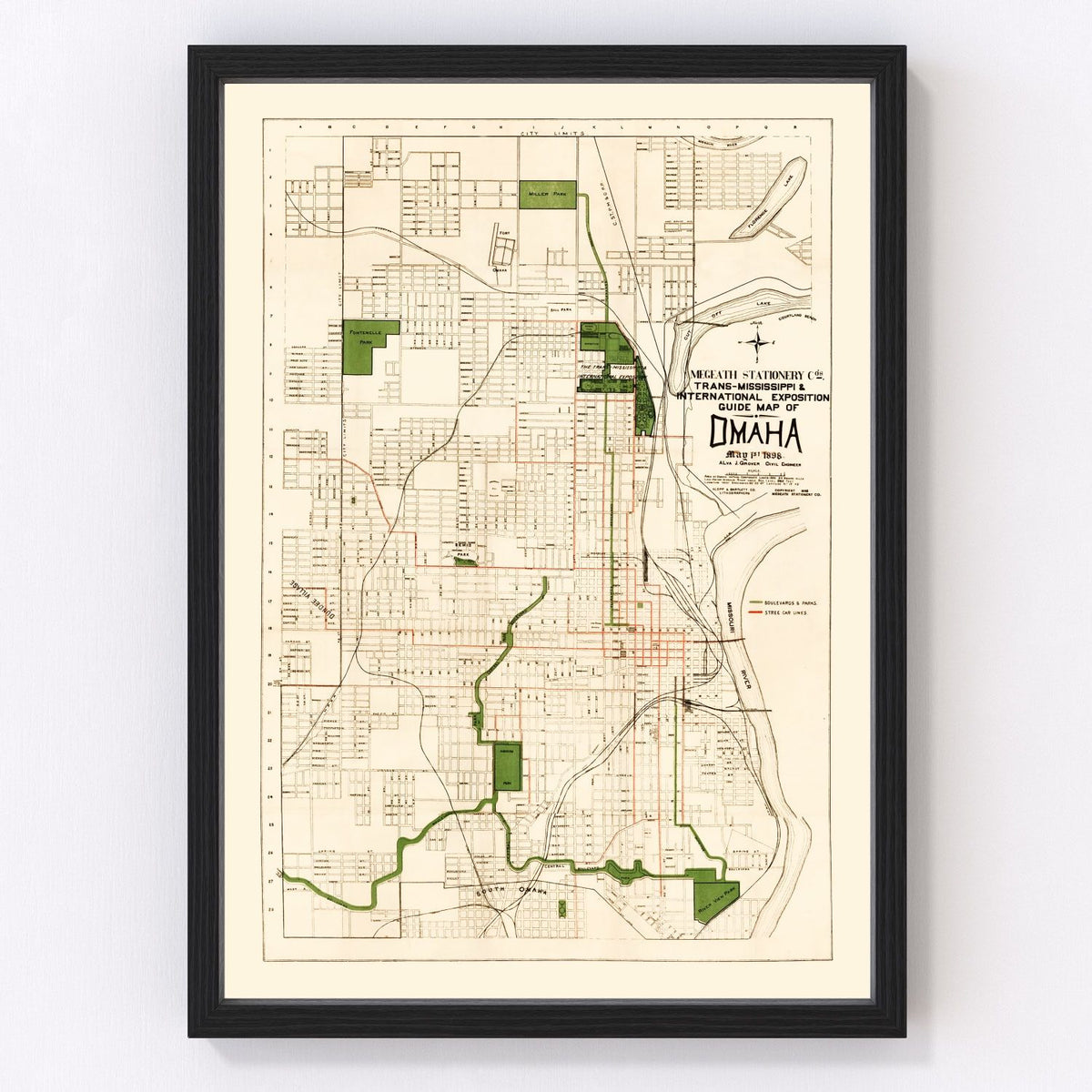 Omaha Vintage Map 1898