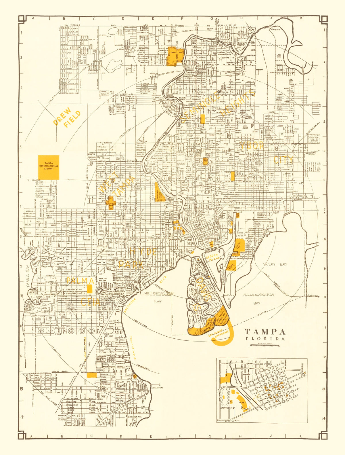 Preview of Vintage Map of Tampa, Florida 1947
