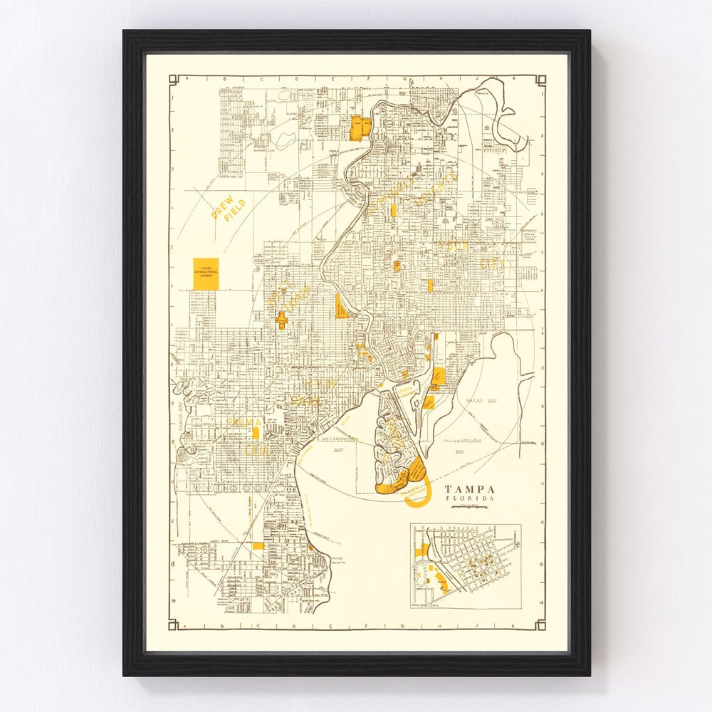 Tampa Vintage Map 1947