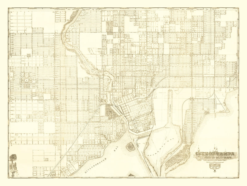 Size comparison using Vintage Map of Tampa, Florida 1913