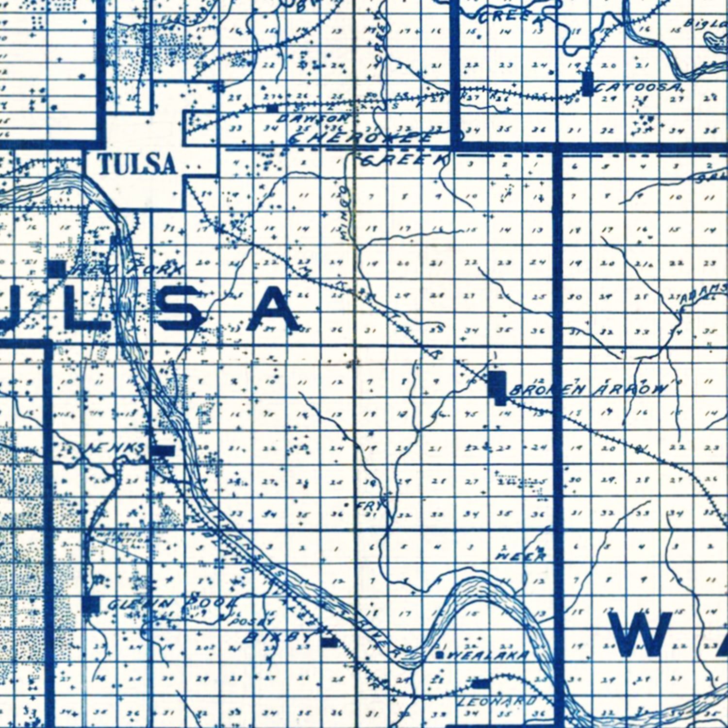 Restored historic details from the 1913 city map of Tulsa, Oklahoma