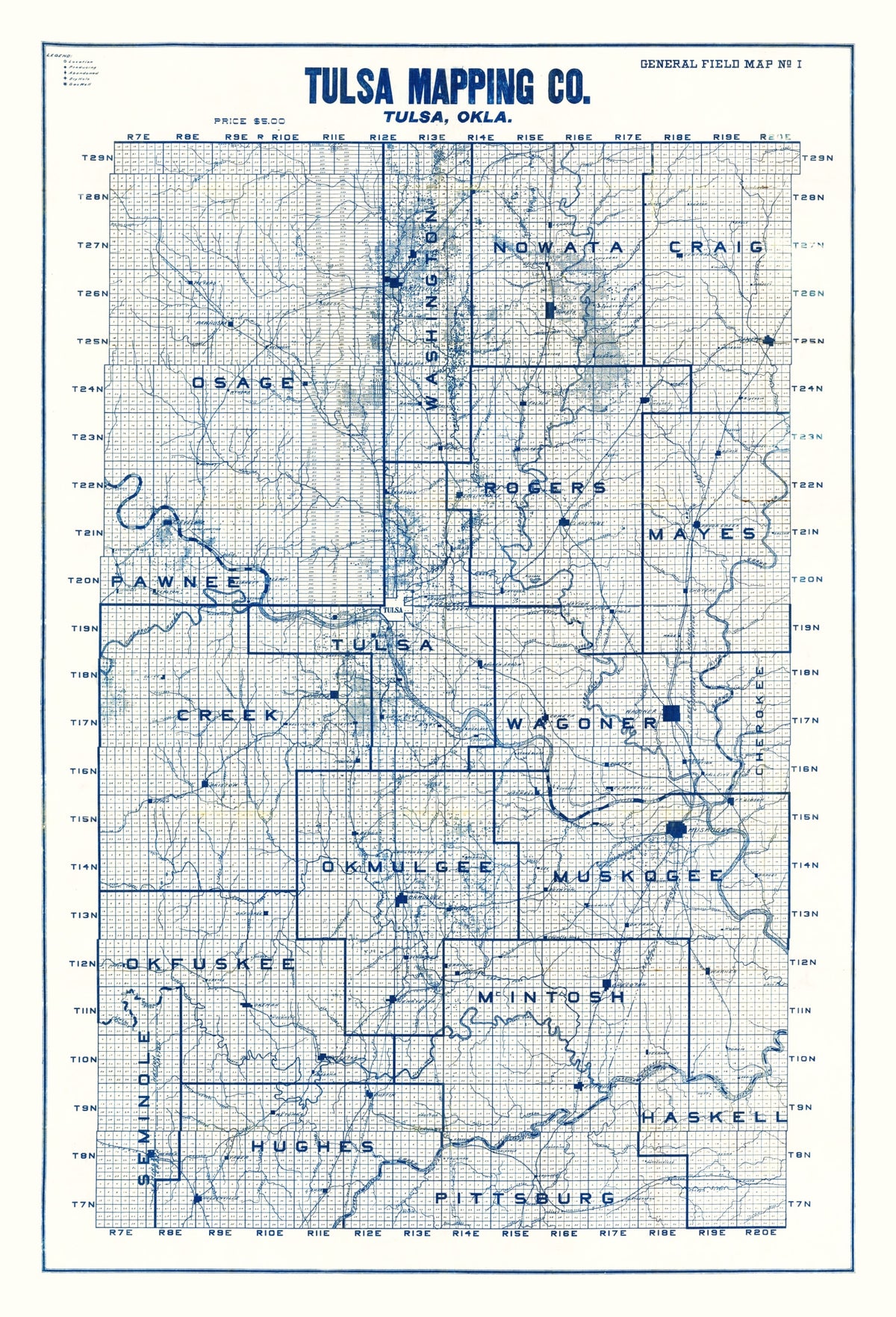 Preview of Vintage Map of Tulsa, Oklahoma 1913