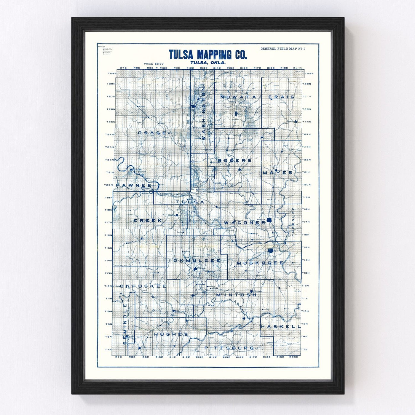 Tulsa Vintage Map 1913