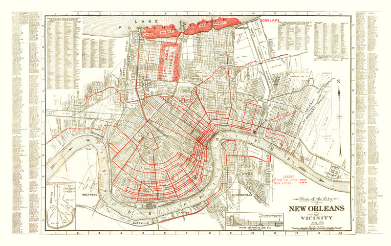 Size comparison using Vintage Map of New Orleans, Louisiana 1925