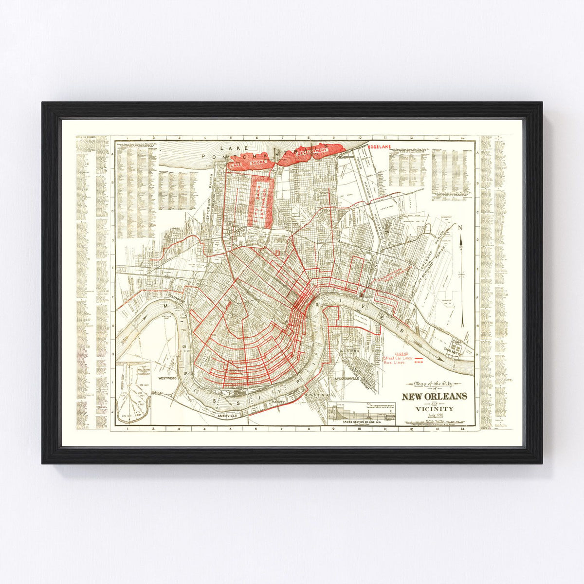 New Orleans Vintage Map 1925