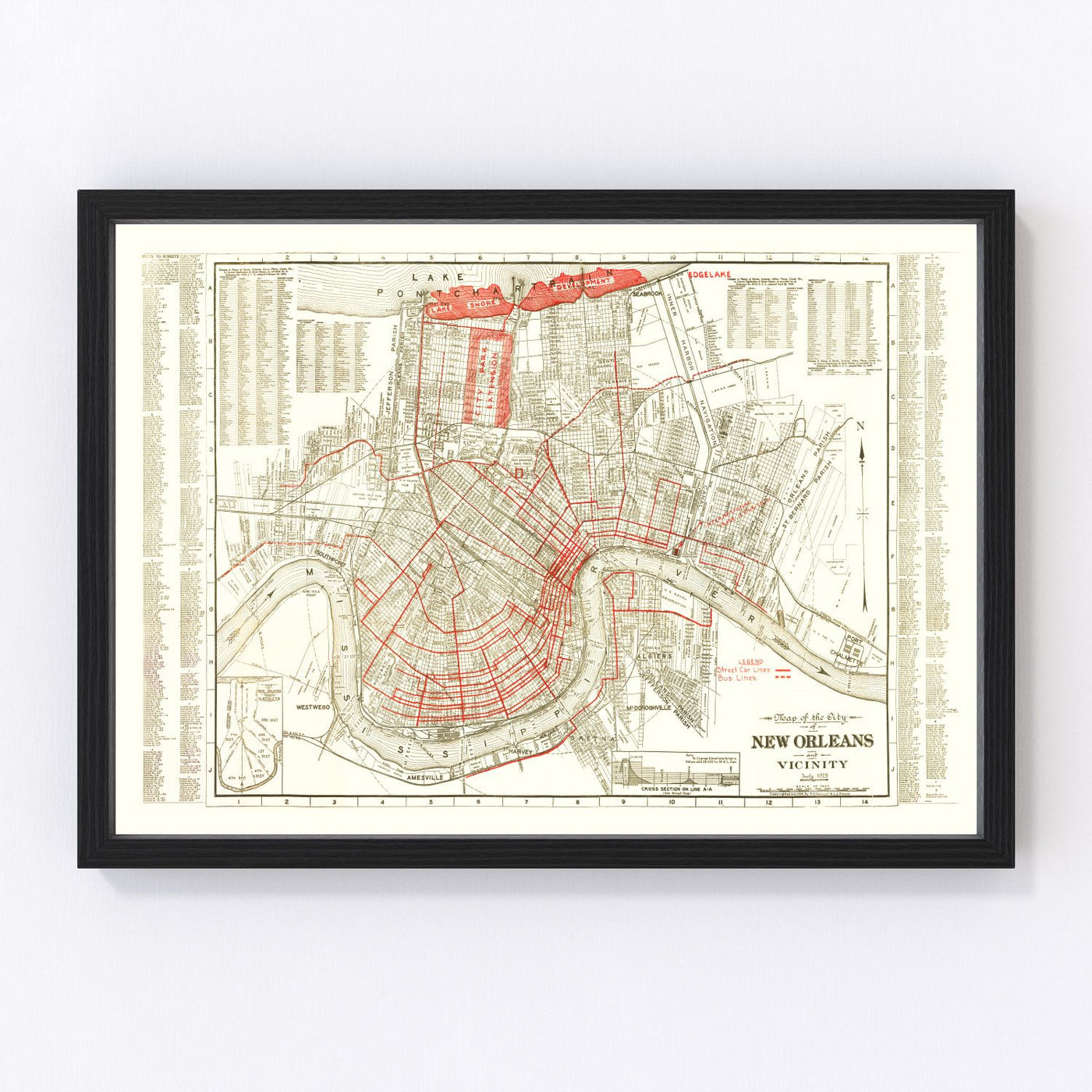 New Orleans Vintage Map 1925