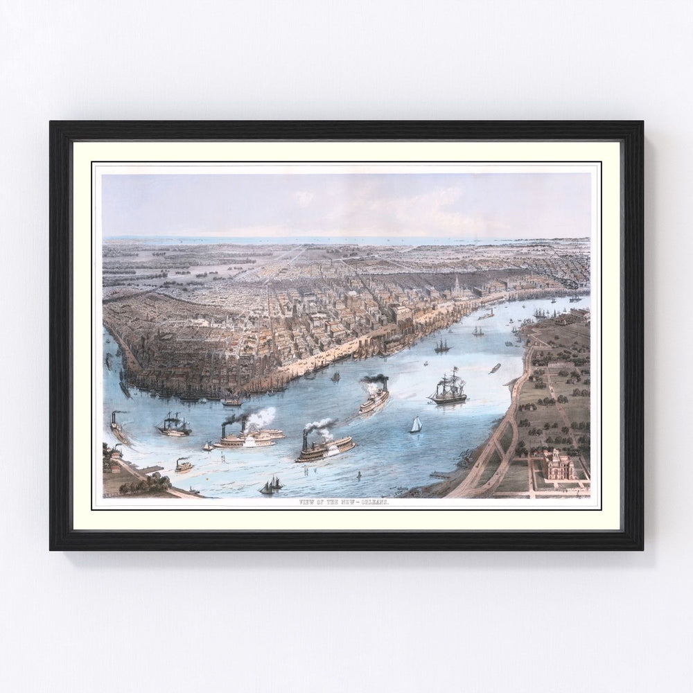 New Orleans Vintage Map 1855