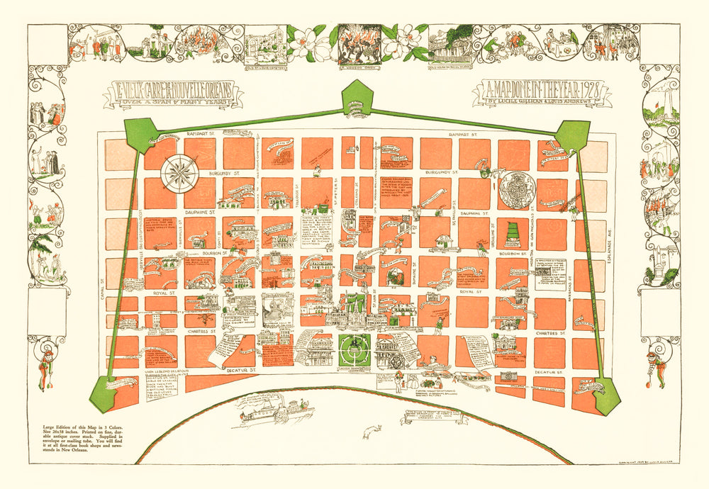 Vintage Map of New Orleans, Louisiana 1929 print style example