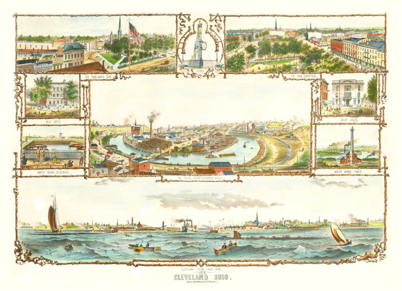 Size comparison using Vintage Map of Cleveland, Ohio 1873