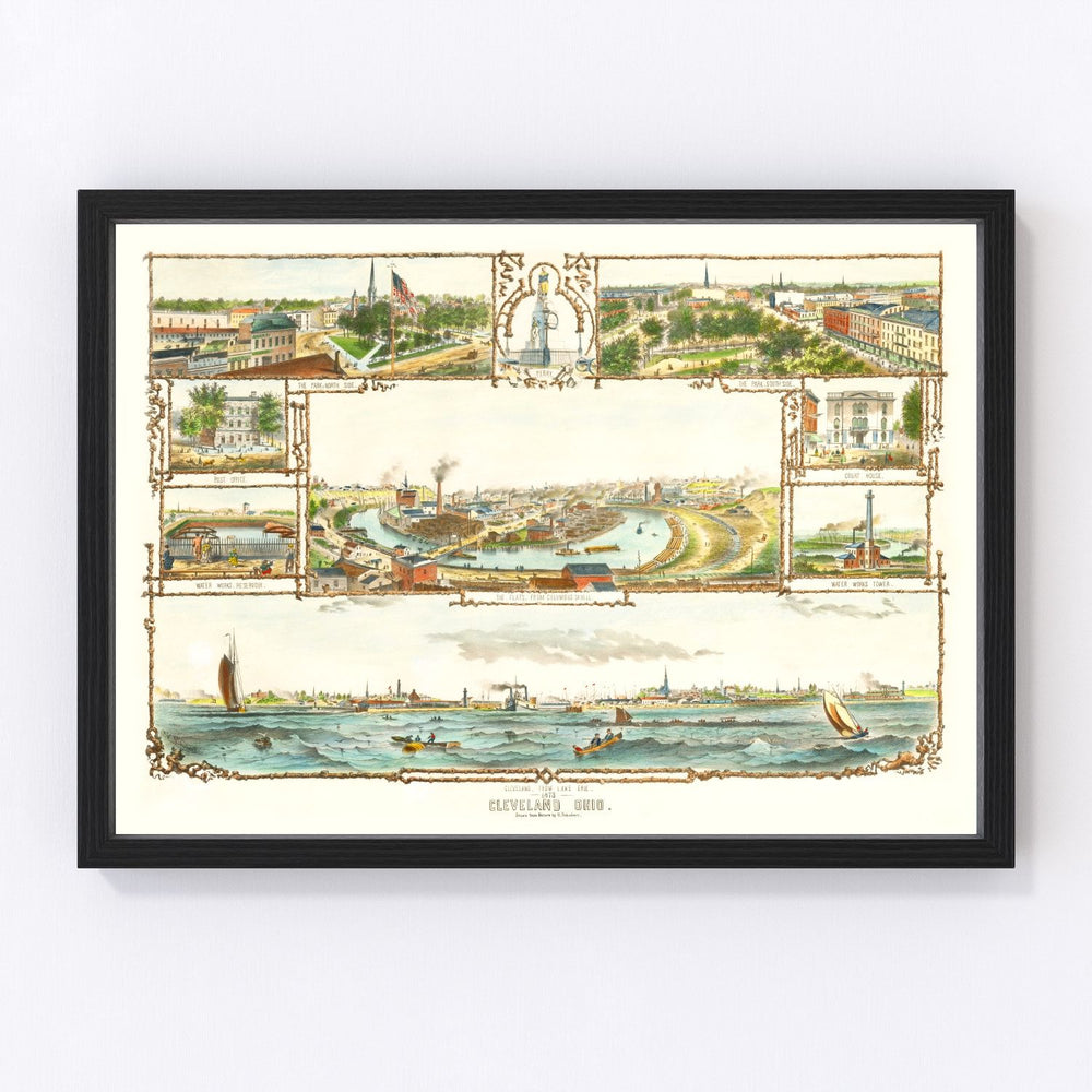 Cleveland Vintage Map 1873