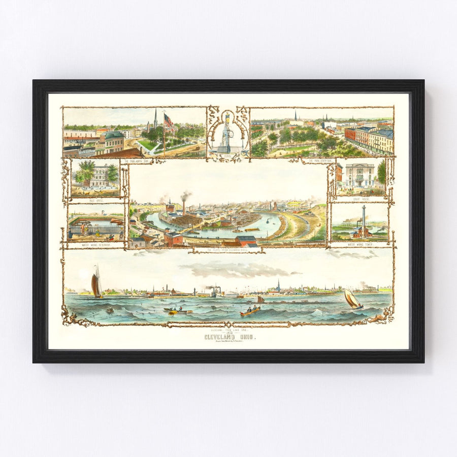 Cleveland Vintage Map 1873