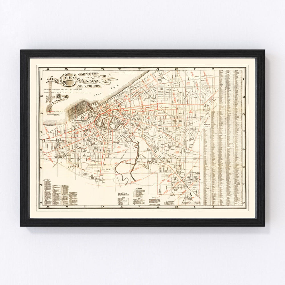 Cleveland Vintage Map 1882