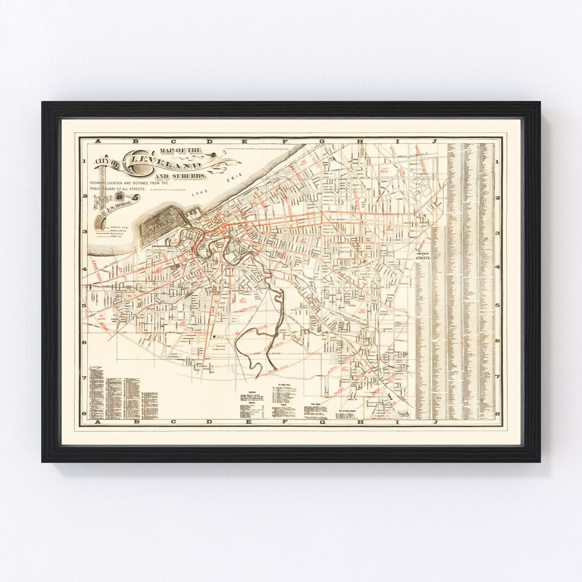 Cleveland Vintage Map 1882
