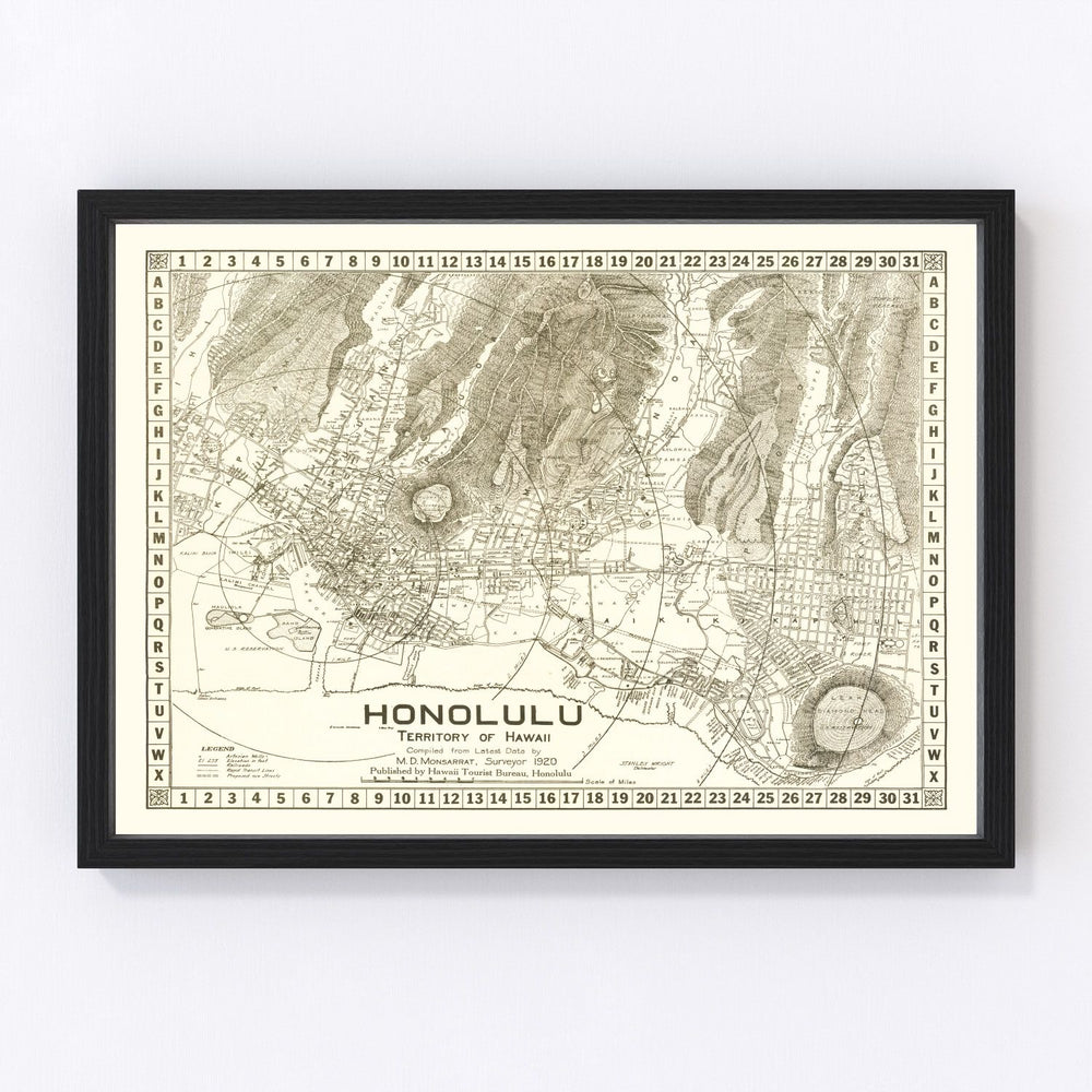 Honolulu Vintage Map 1922