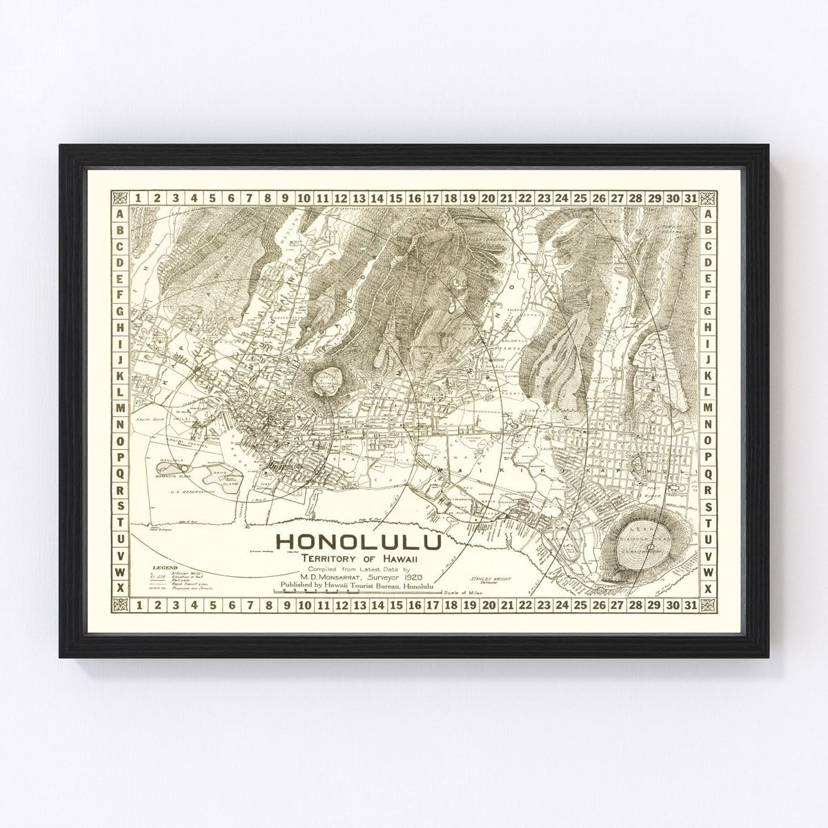 Honolulu Vintage Map 1922