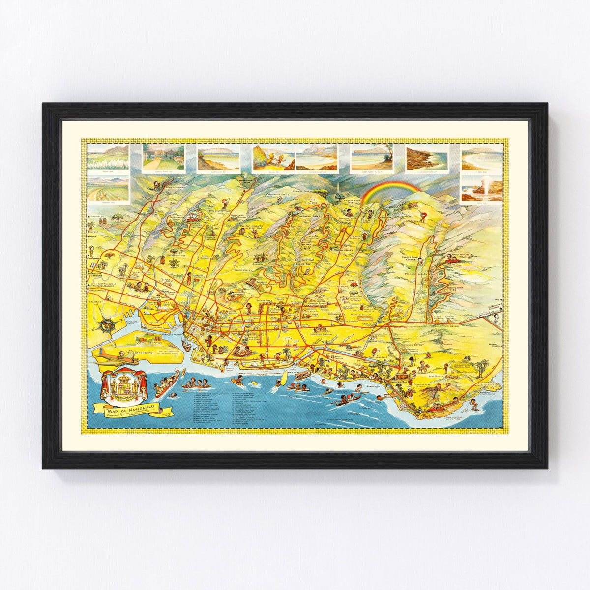 Honolulu Vintage Map 1948