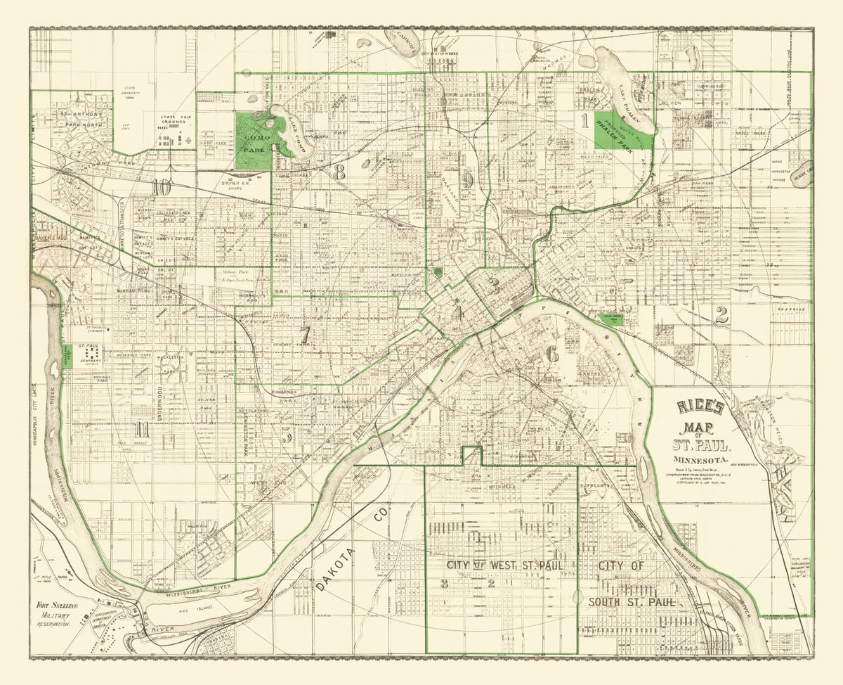 Preview of Vintage Map of St. Paul, Minnesota 1896