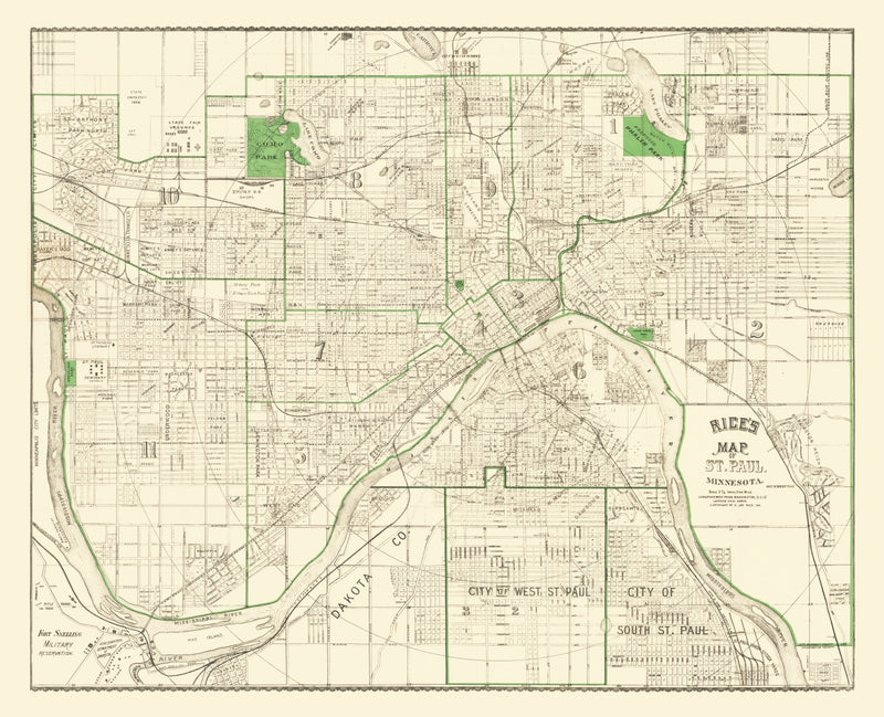 Size comparison using Vintage Map of St. Paul, Minnesota 1896