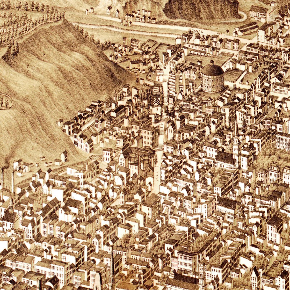 Restored historic details from the 1881 city map of Troy, New York