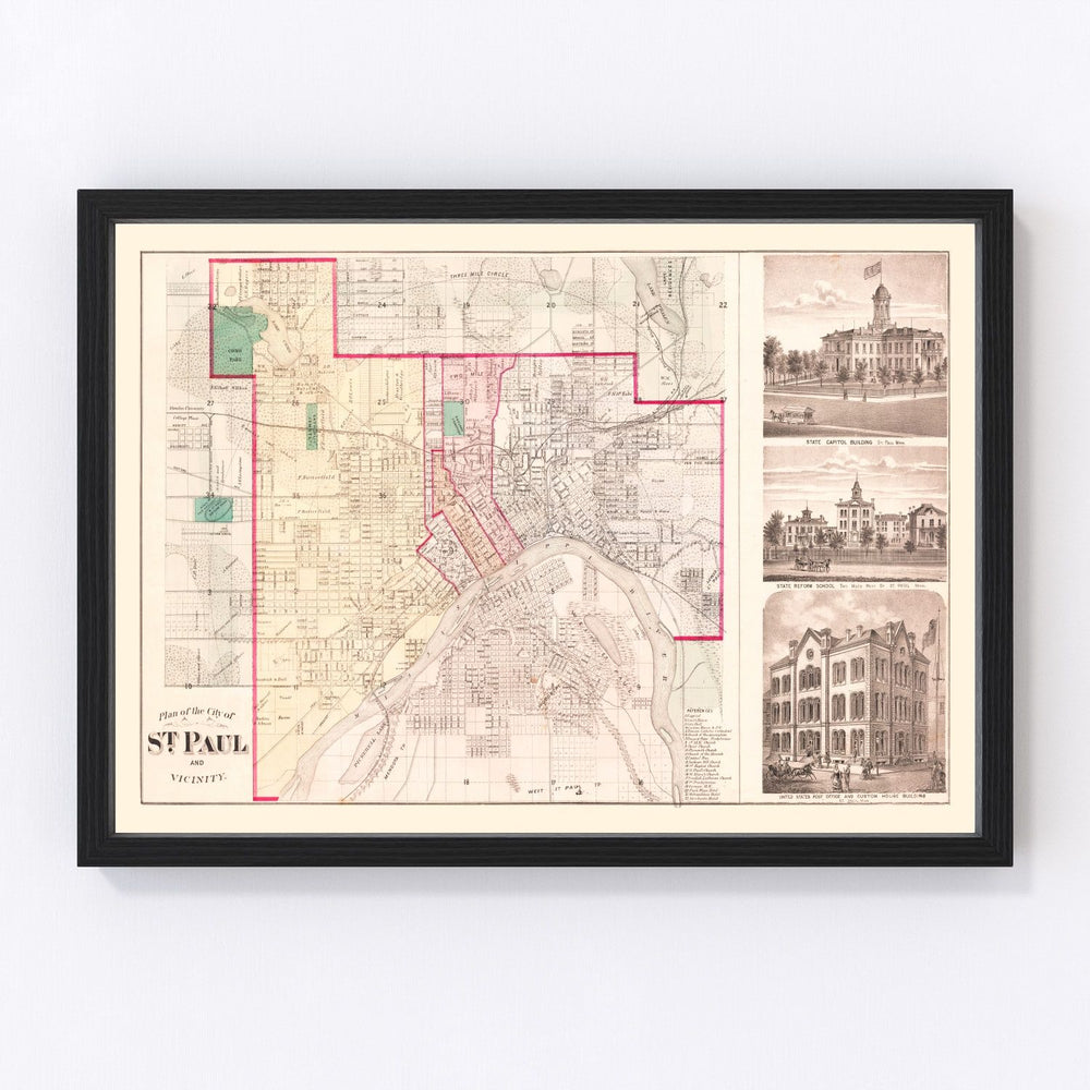 St. Paul Vintage Map 1874