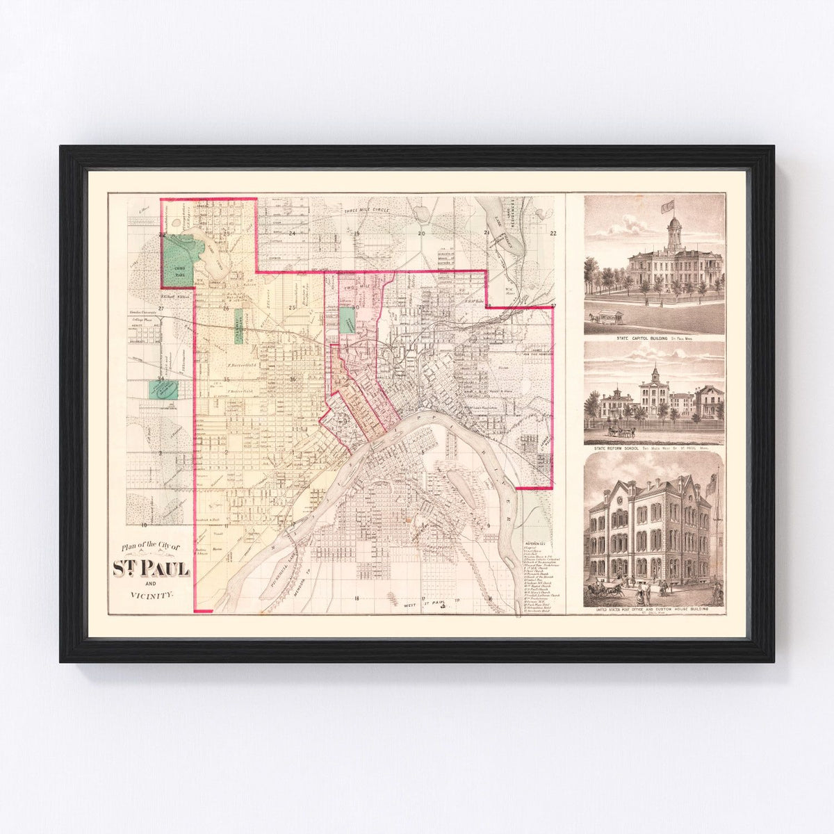 St. Paul Vintage Map 1874