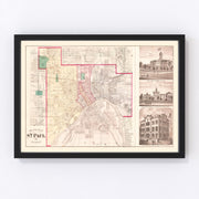 St. Paul Vintage Map 1874