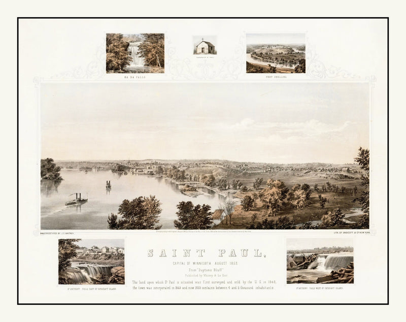 Size comparison using Vintage Map of St. Paul, Minnesota 1853