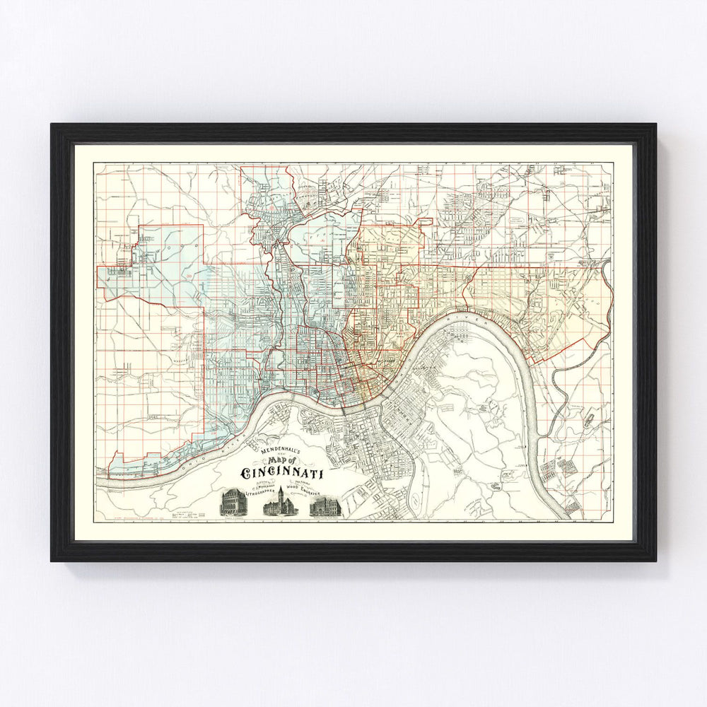Cincinnati Vintage Map 1895
